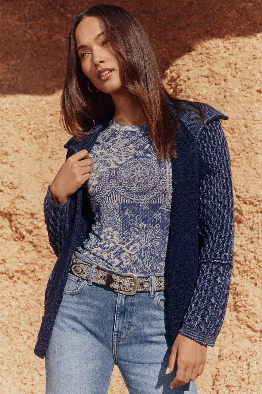 Johnny Was NATALIE LONG SLEEVE MESH TEE