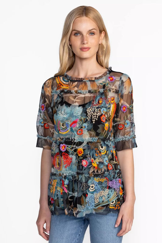 Johnny Was MAZZY RUFFLE TIERED BLOUSE