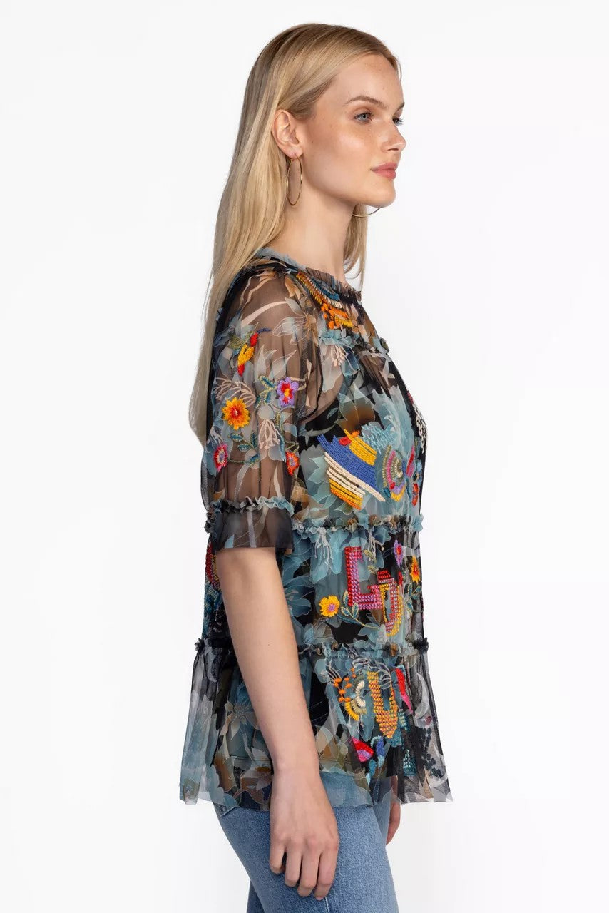 Johnny Was MAZZY RUFFLE TIERED BLOUSE