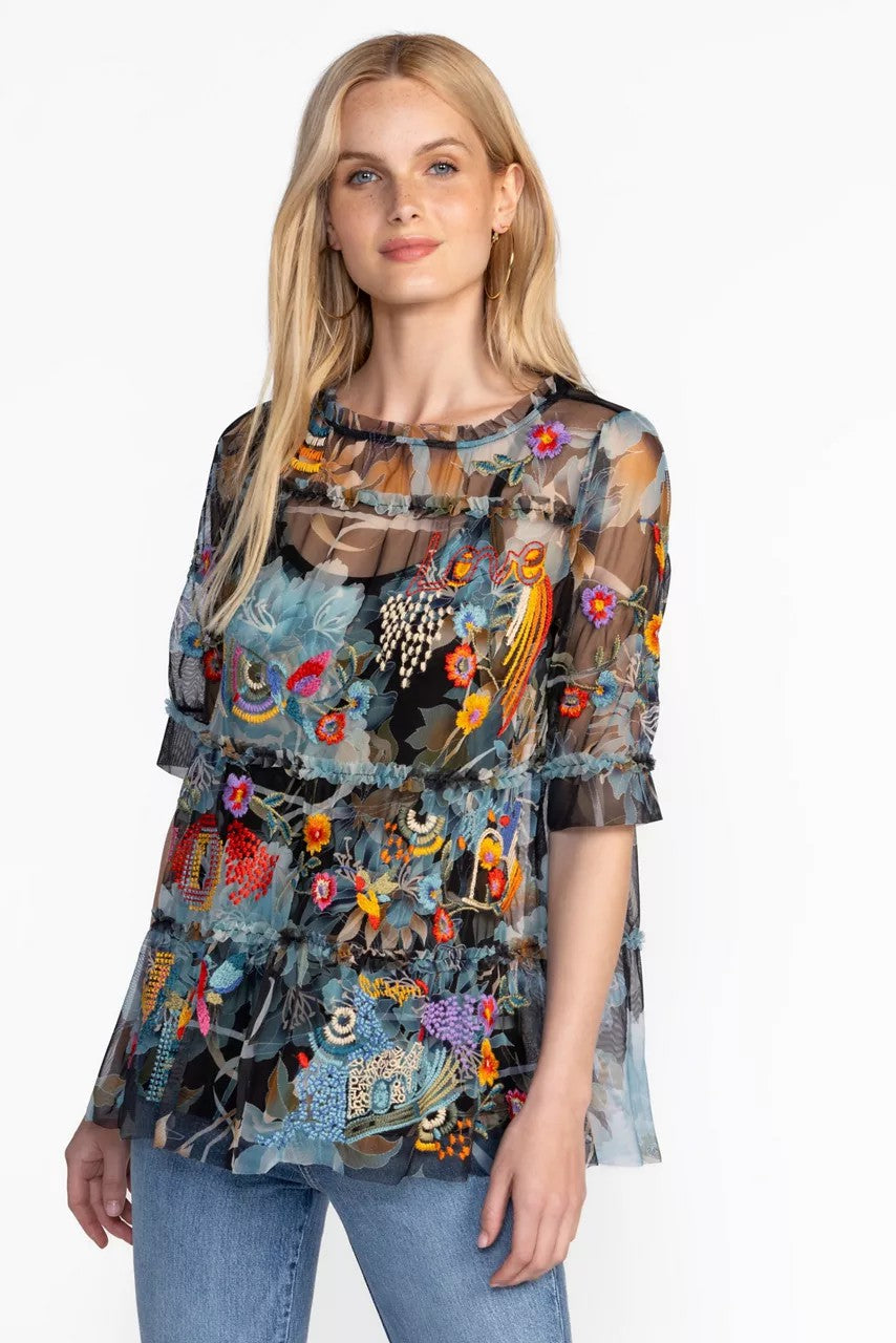 Johnny Was MAZZY RUFFLE TIERED BLOUSE
