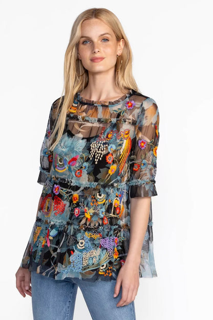Johnny Was MAZZY RUFFLE TIERED BLOUSE