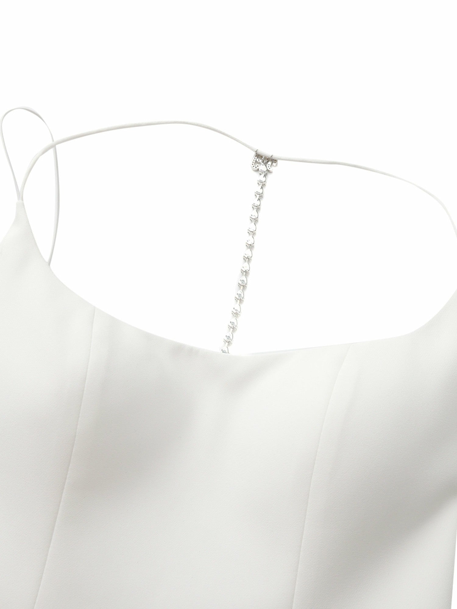 Giana Open-Back Crystal-Chain White Dress | Nana Jacqueline