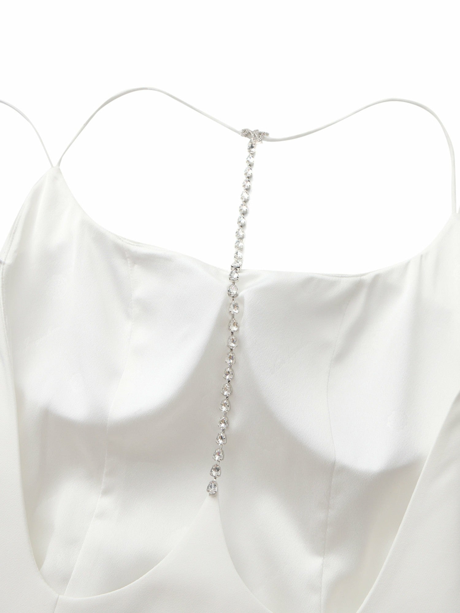 Giana Open-Back Crystal-Chain White Dress | Nana Jacqueline