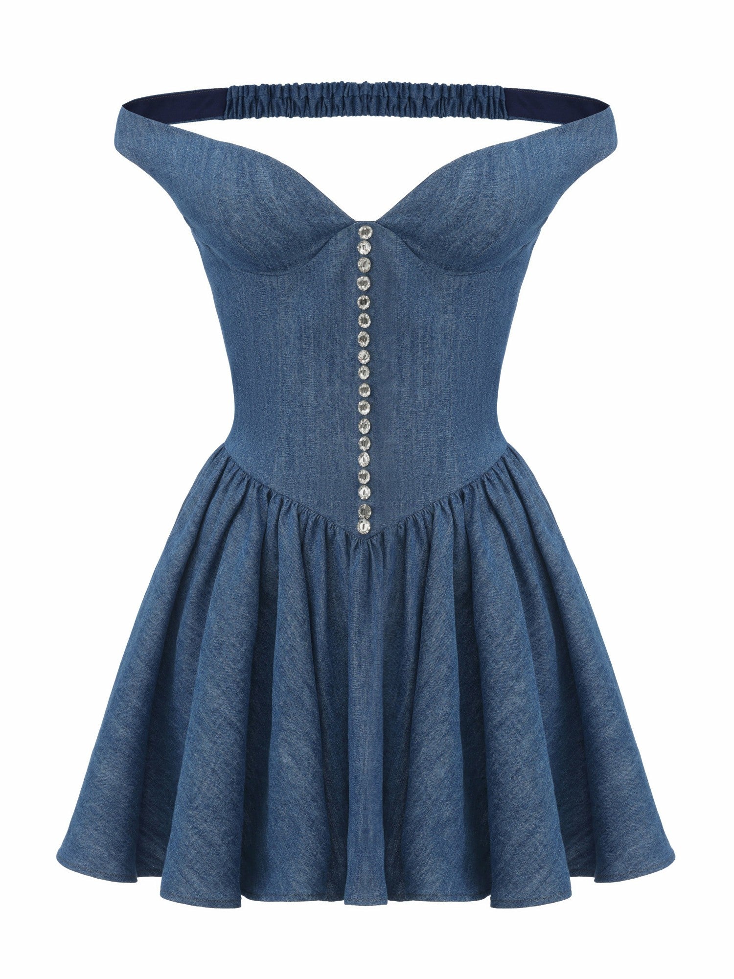 Isabela Crystal Button Blue Dress | Nana Jacqueline