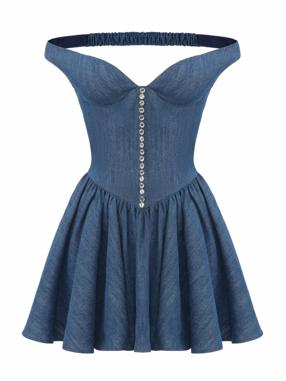 Isabela Crystal Button Blue Dress | Nana Jacqueline
