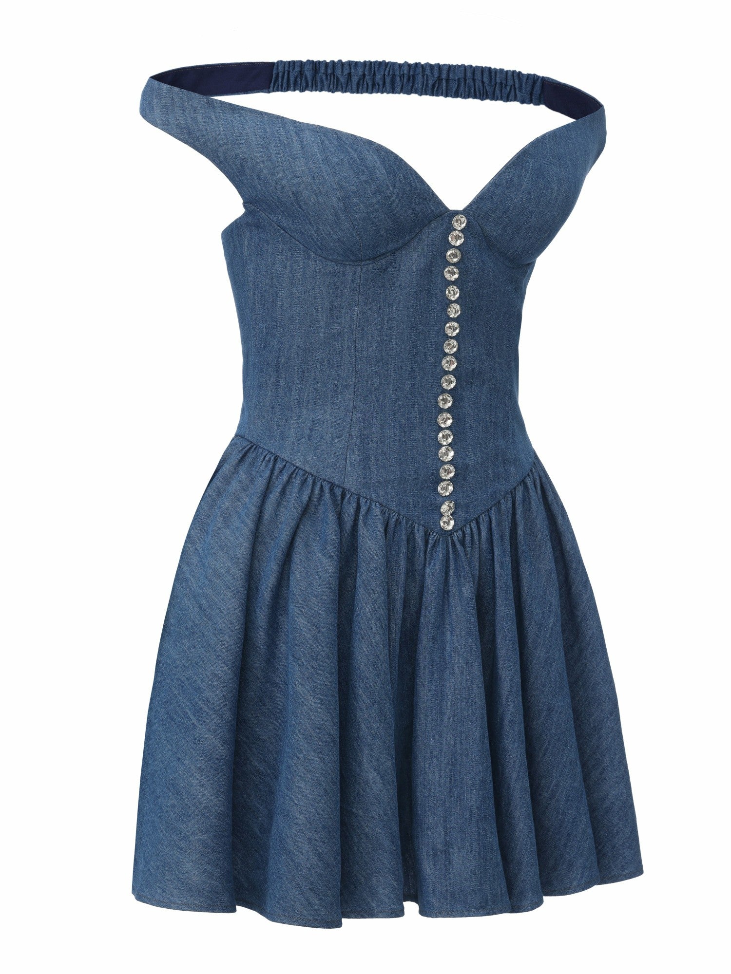 Isabela Crystal Button Blue Dress | Nana Jacqueline