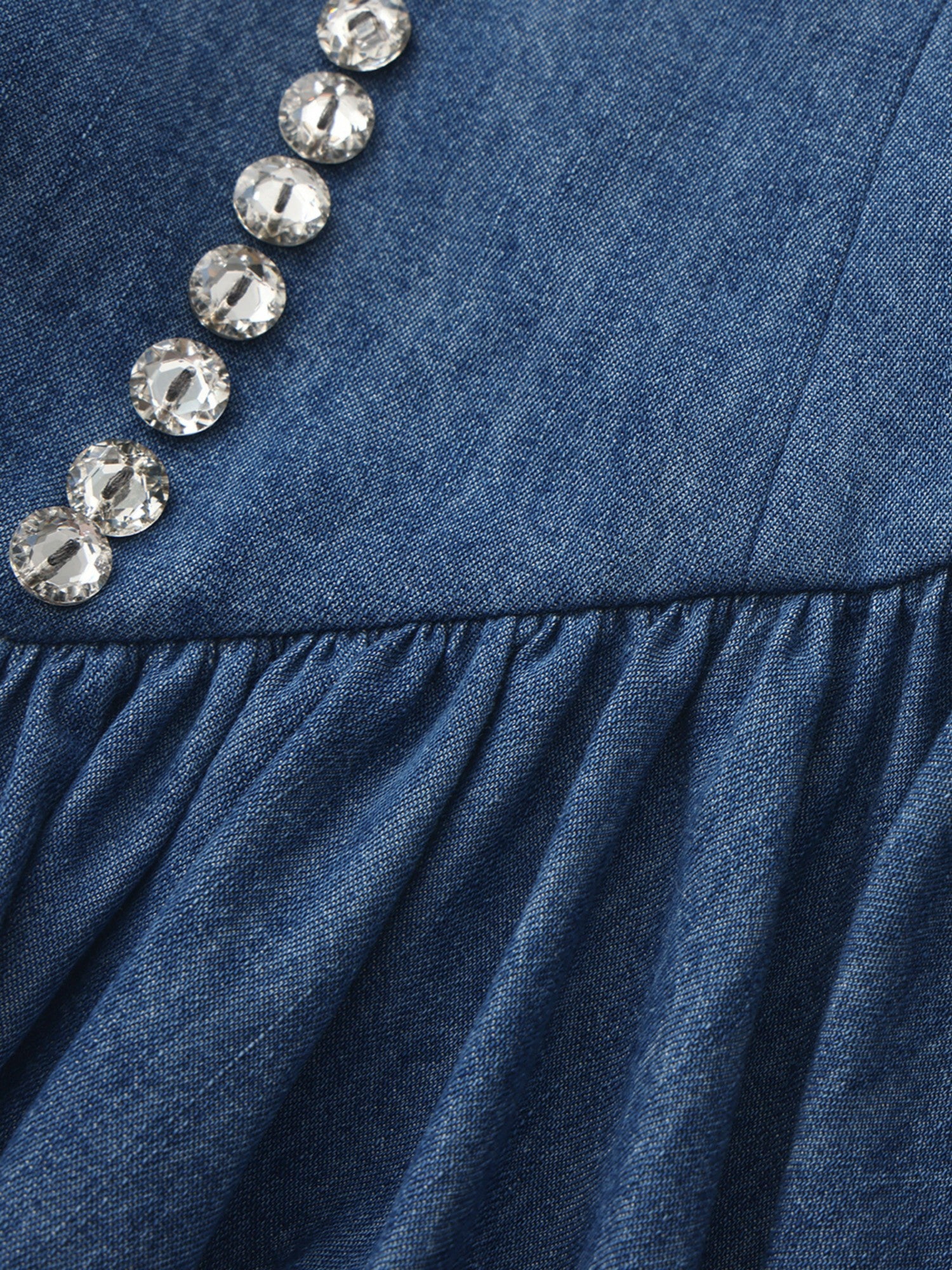 Isabela Crystal Button Blue Dress | Nana Jacqueline