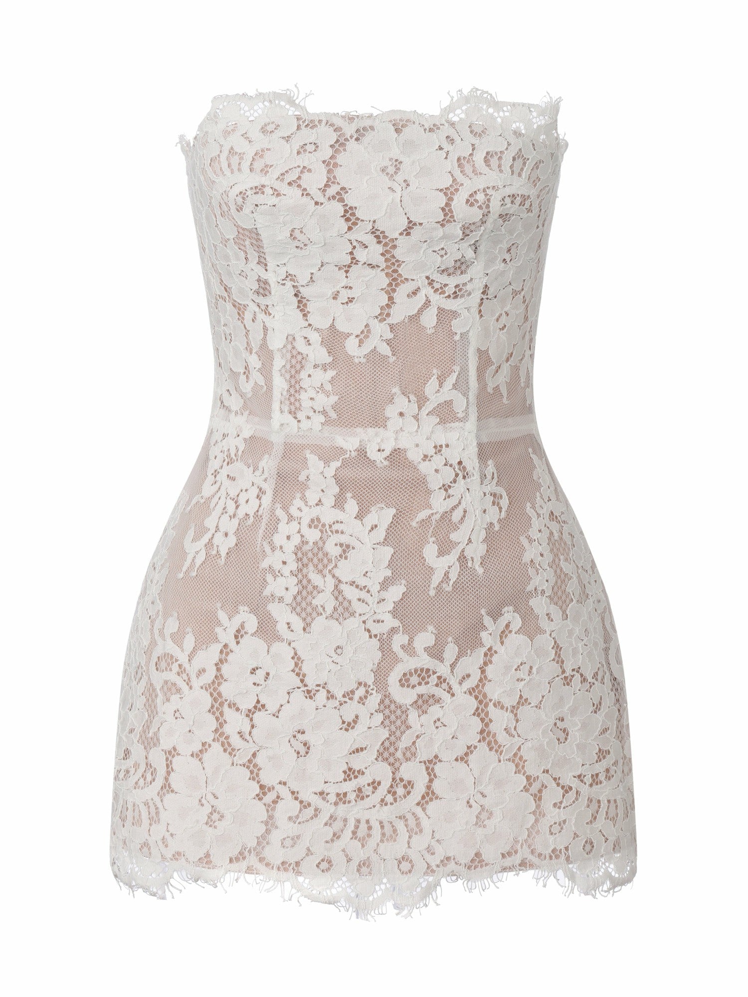 Mara Strapless Lace White Dress | Nana Jacqueline