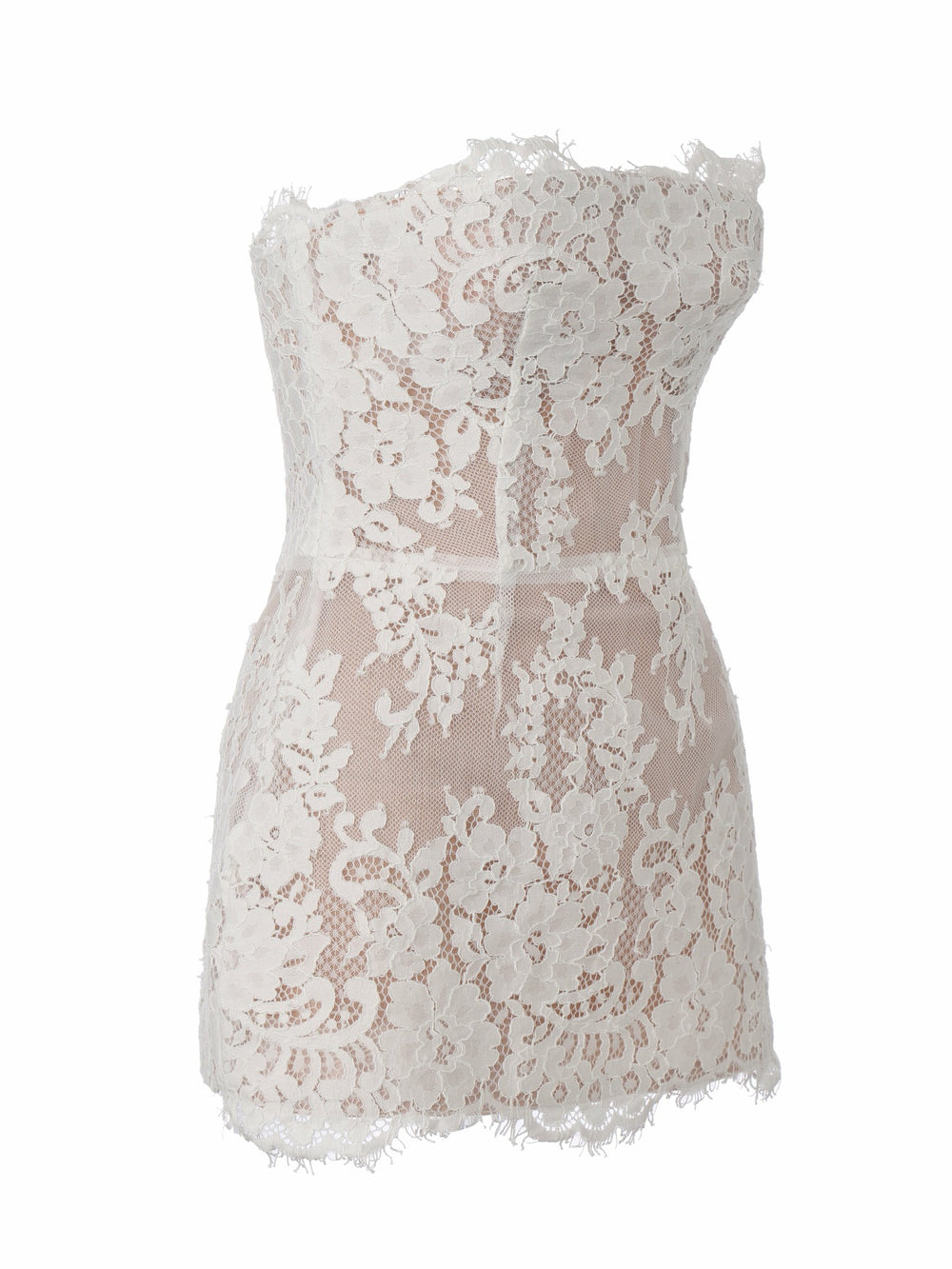 Mara Strapless Lace White Dress | Nana Jacqueline