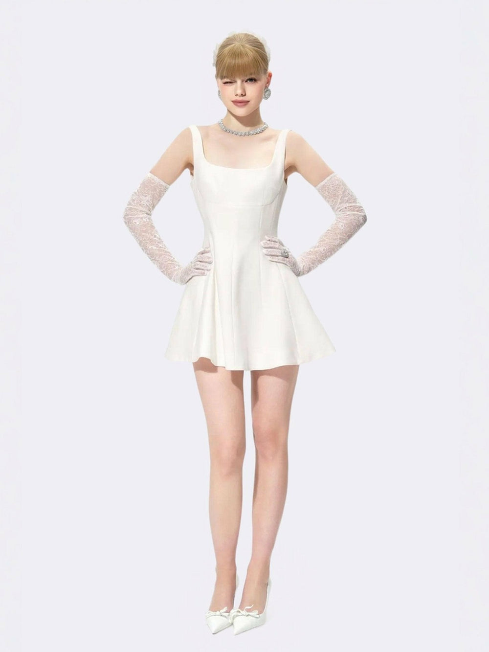 Marianne Dress: White Mini Dress for Bridal Shower | Nana Jacqueline