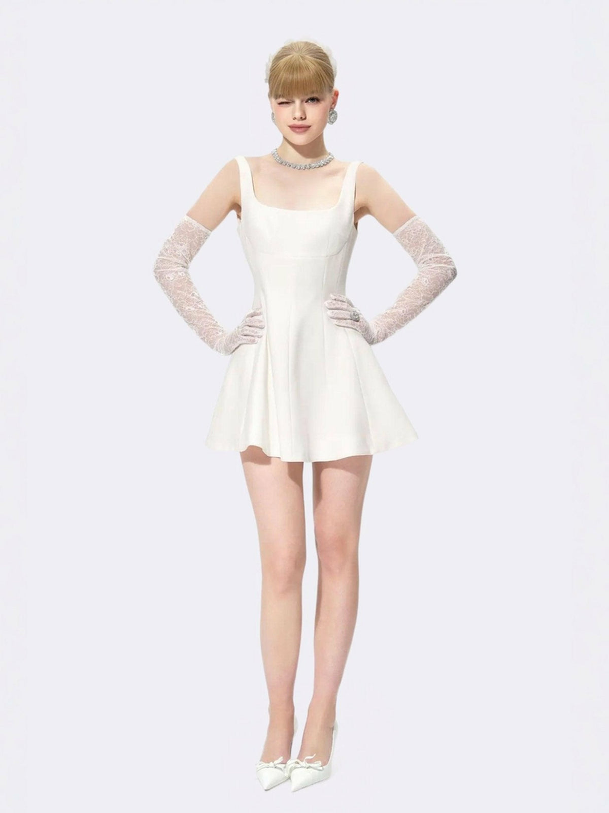 Marianne Dress: White Mini Dress for Bridal Shower | Nana Jacqueline