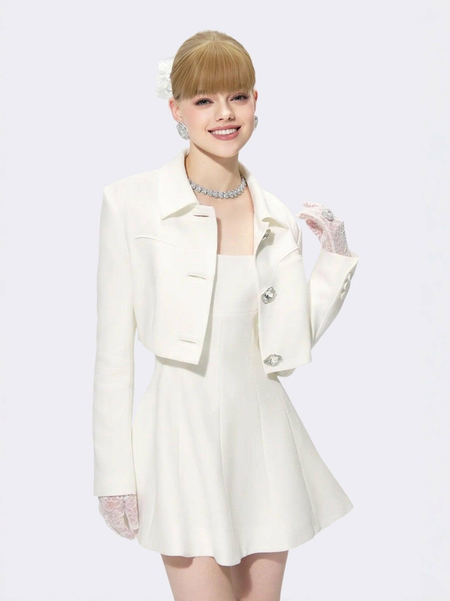 Marianne Dress: White Mini Dress for Bridal Shower | Nana Jacqueline