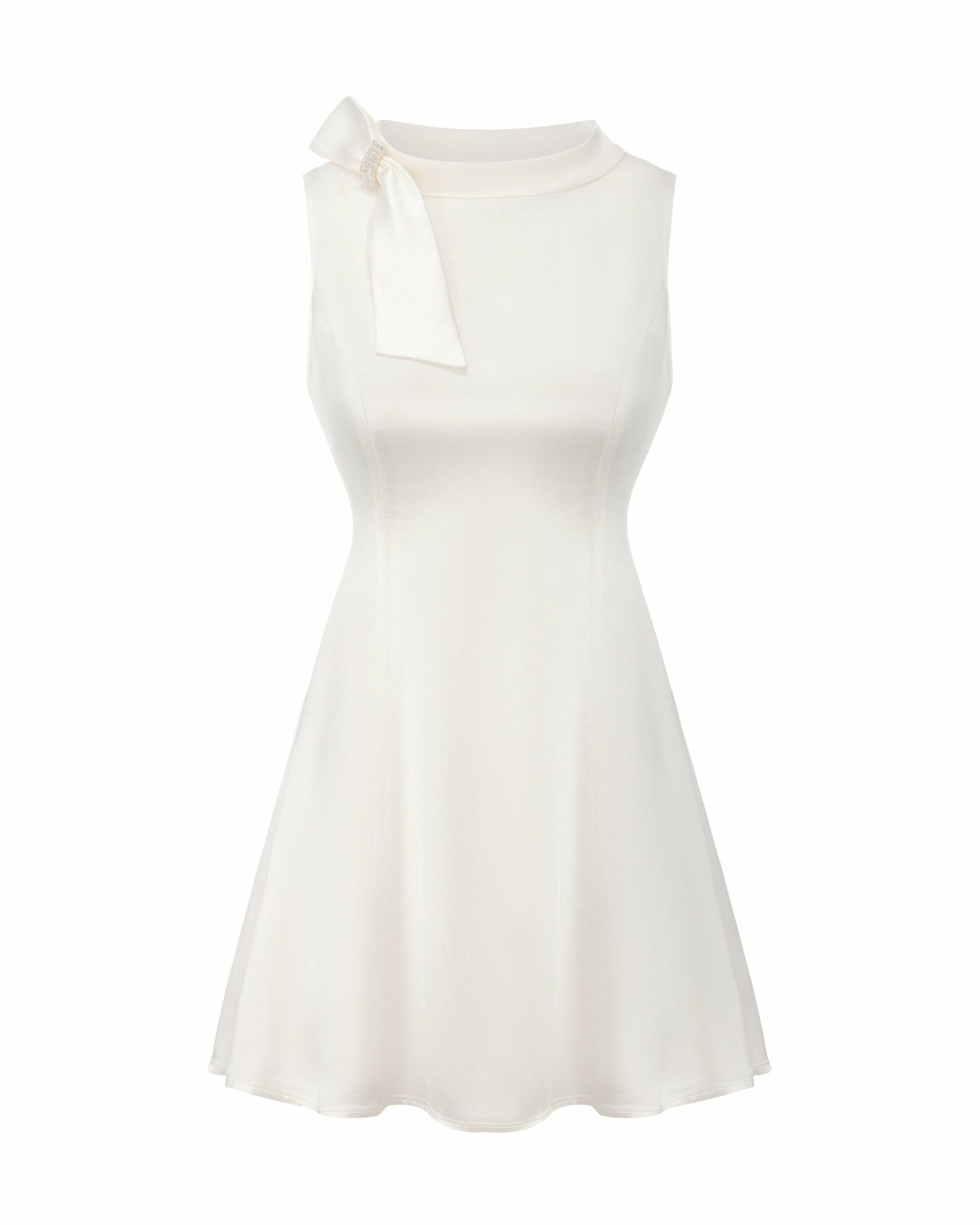 Lila Satin Mini Dress: White Mini Dress for Bridal Shower | Nana Jacqueline