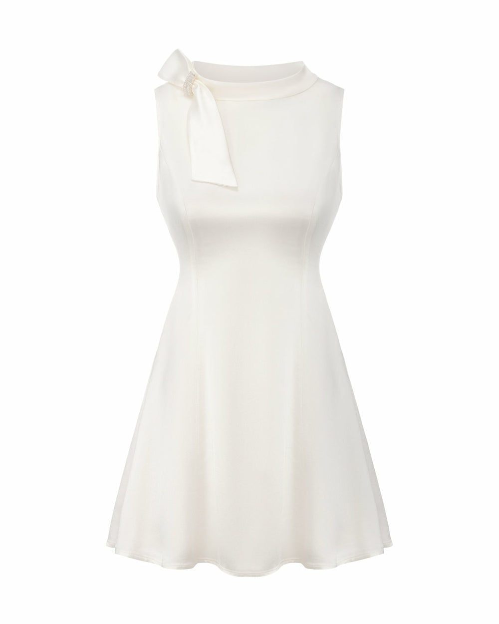 Lila Satin Mini Dress: White Mini Dress for Bridal Shower | Nana Jacqueline