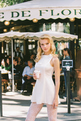 Lila Satin Mini Dress: White Mini Dress for Bridal Shower | Nana Jacqueline