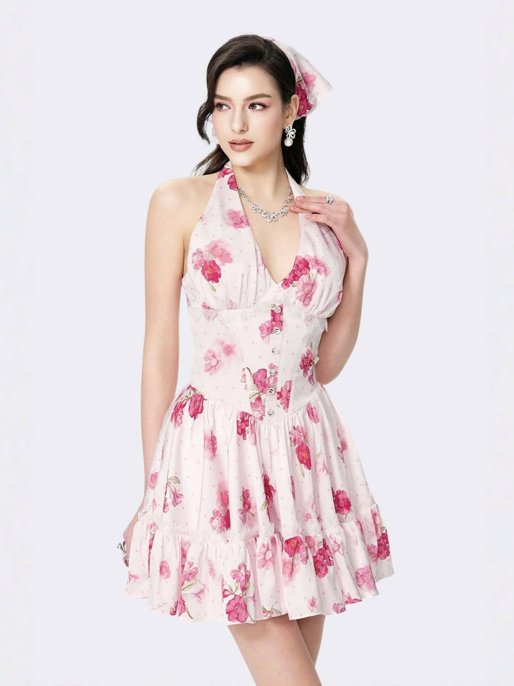 Rosaline Dress: Pink Mini Dress for Garden Party | Nana Jacqueline