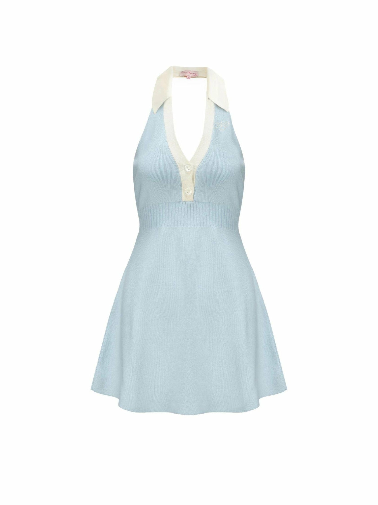 Samantha Knit Dress: Blue Mini Dress for Country Club Brunch | Nana Jacqueline