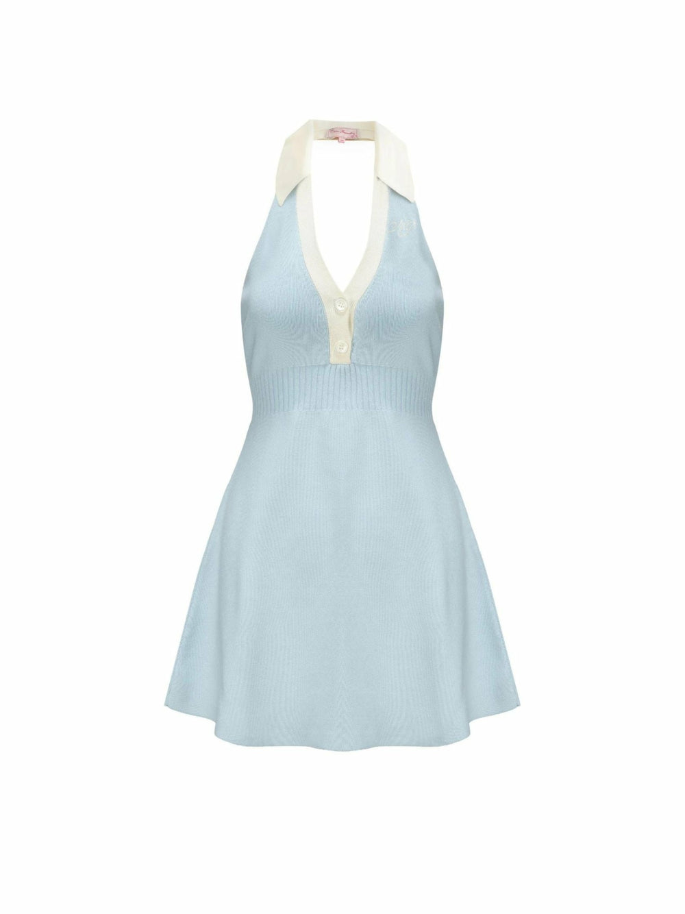 Samantha Knit Dress: Blue Mini Dress for Country Club Brunch | Nana Jacqueline