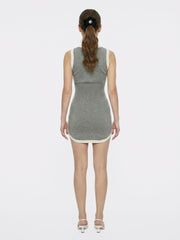Grey Contrast-Trim Knit Mini Dress | Nana Jacqueline