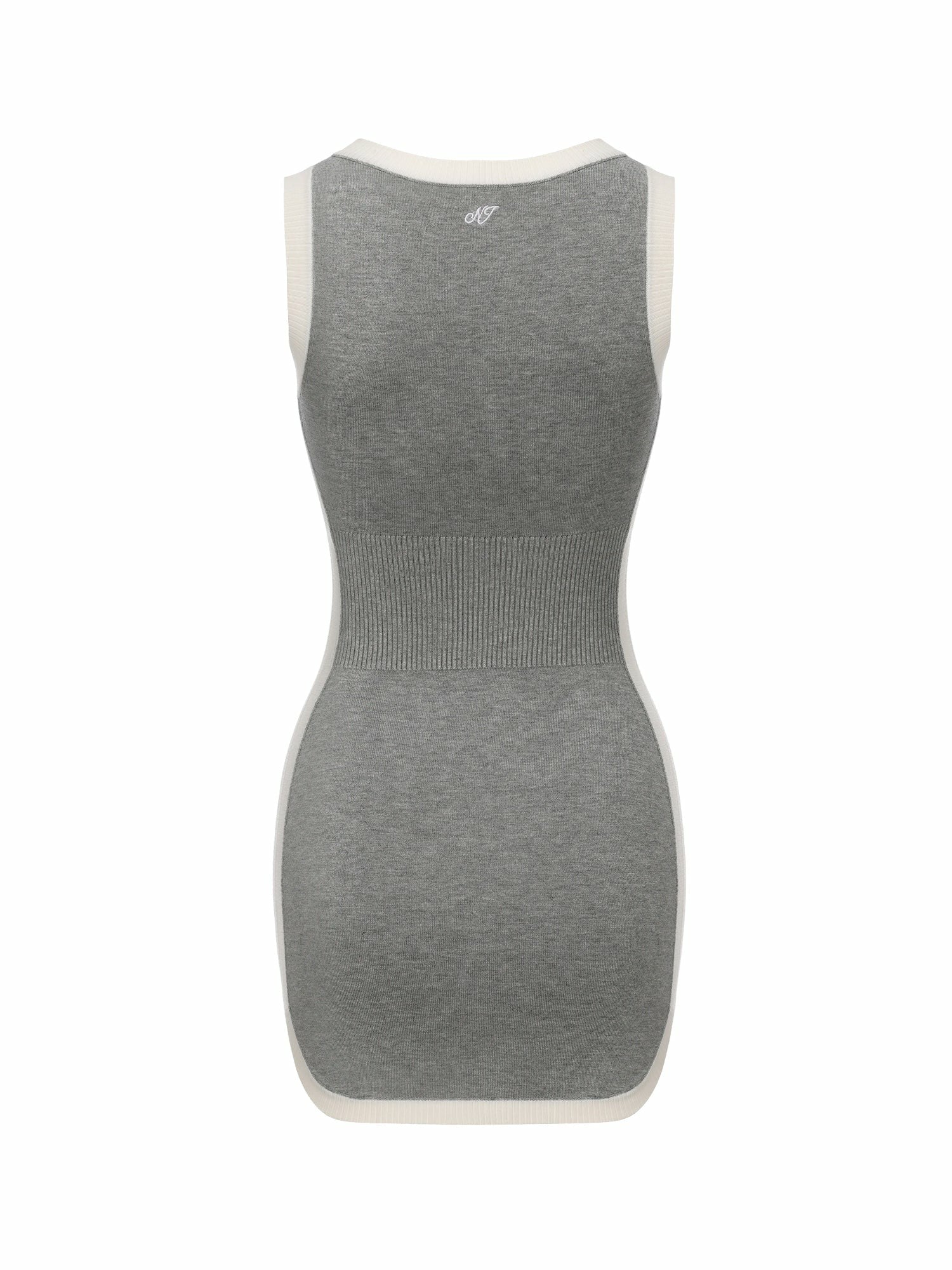 Grey Contrast-Trim Knit Mini Dress | Nana Jacqueline