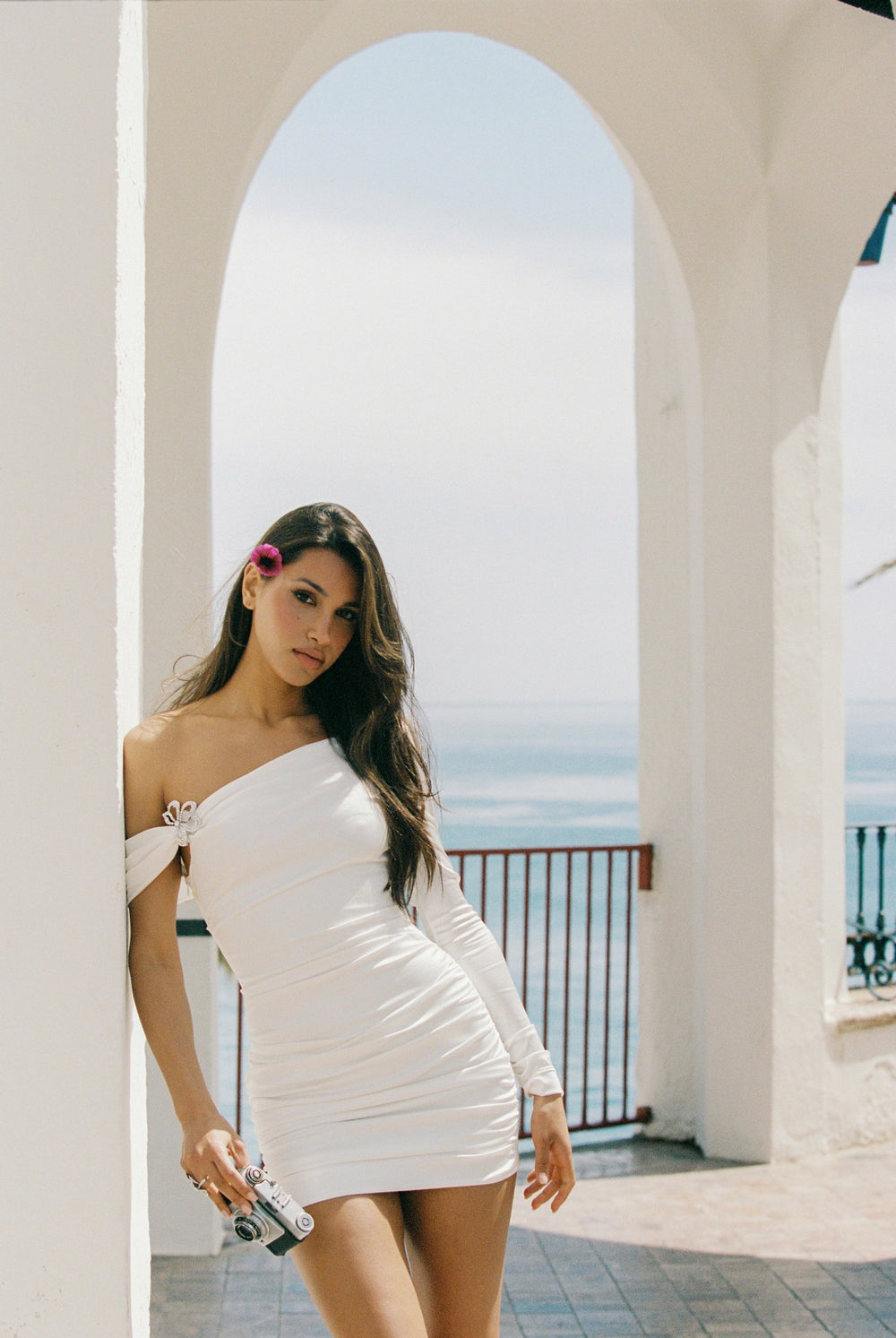 Marlene Dress: White Mini Dress for Bridal Shower | Nana Jacqueline