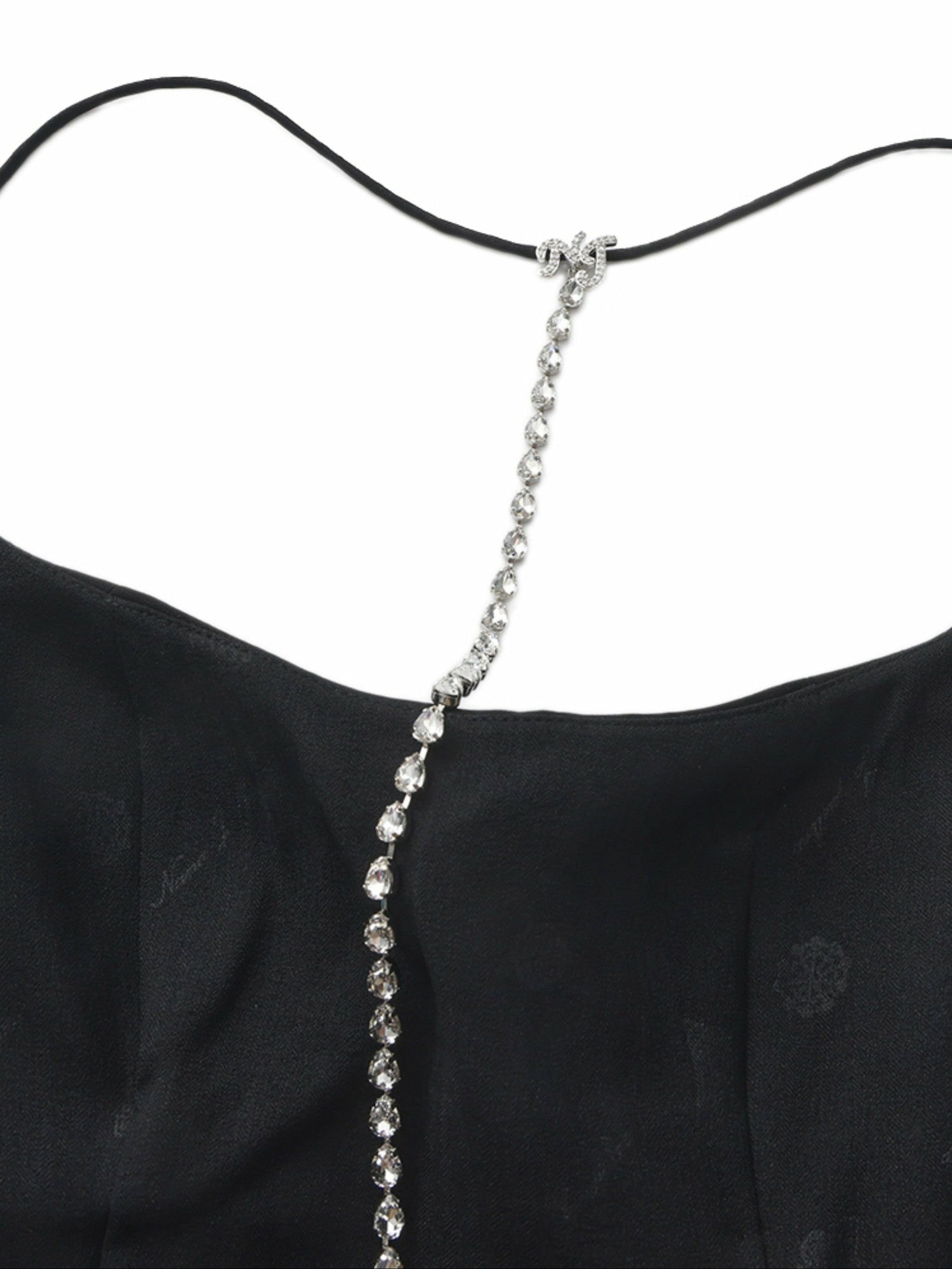 Giana Open-Back Crystal-Chain Black Dress | Nana Jacqueline