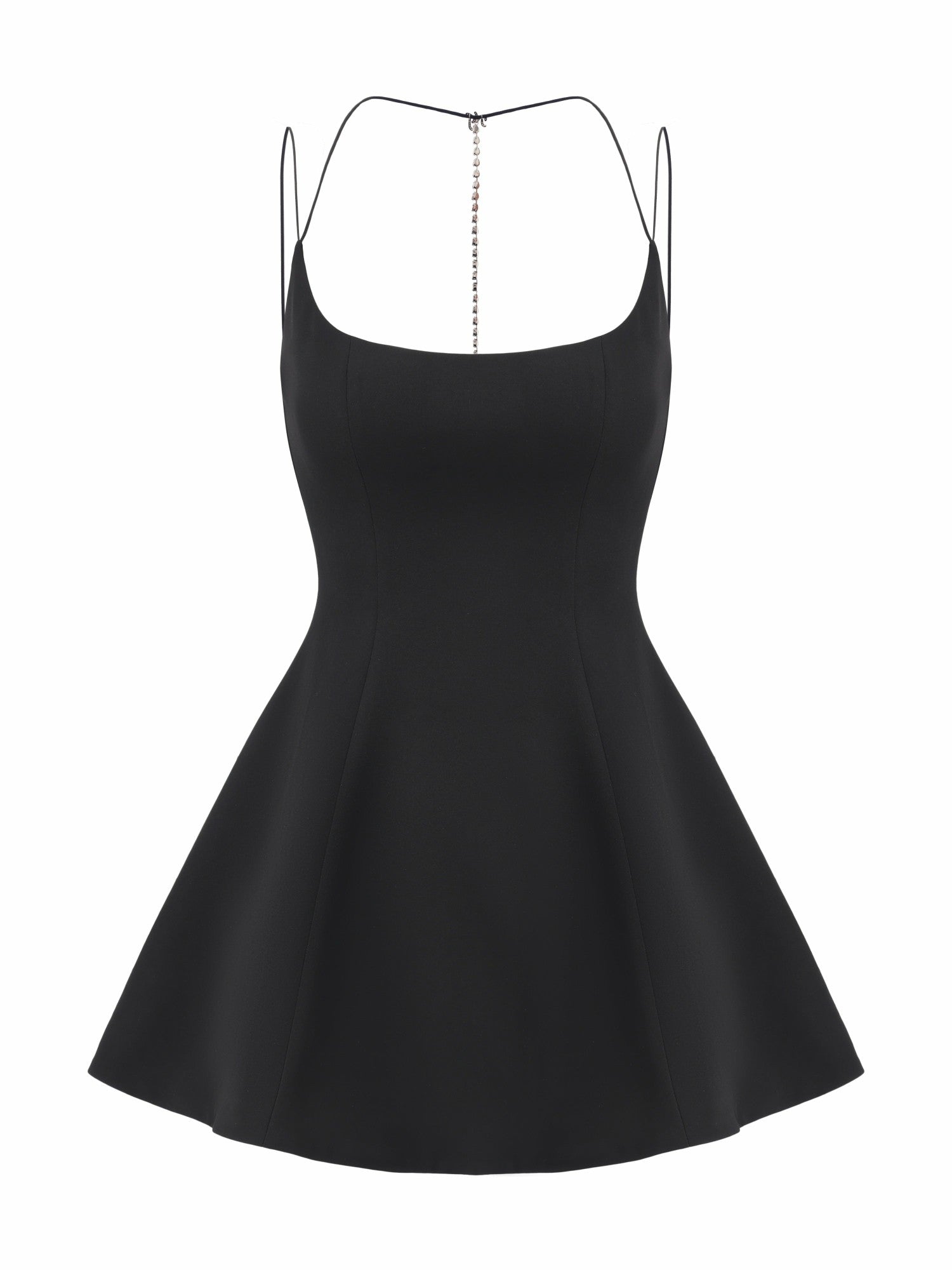 Giana Open-Back Crystal-Chain Black Dress | Nana Jacqueline