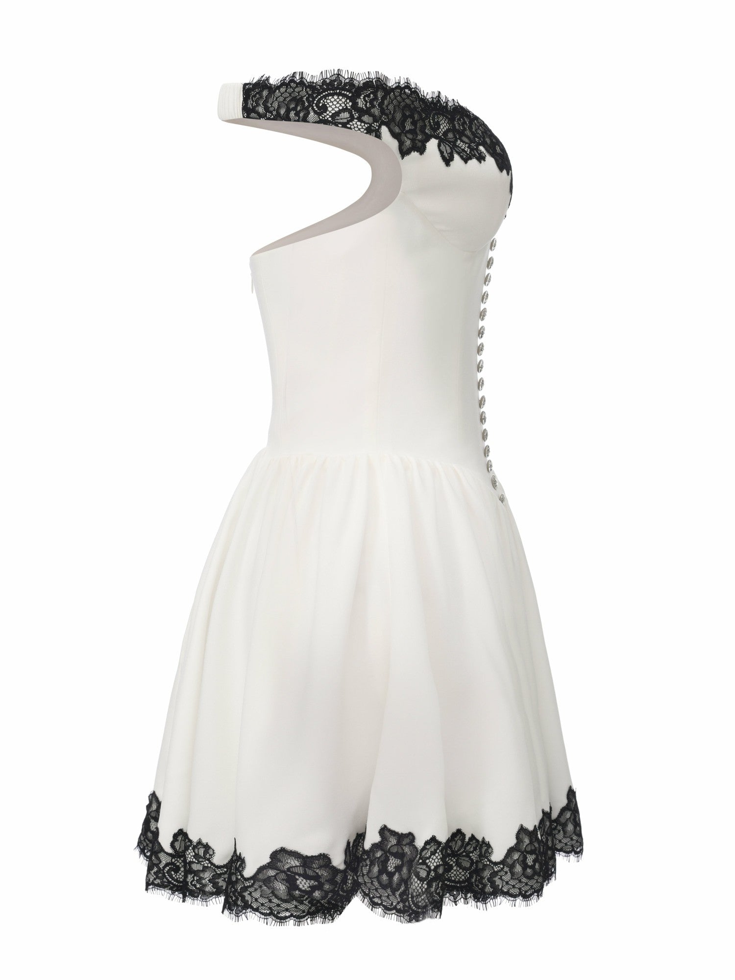 Isabela Lace Trim Off-Shoulder Fitted Mini Dress | Nana Jacqueline