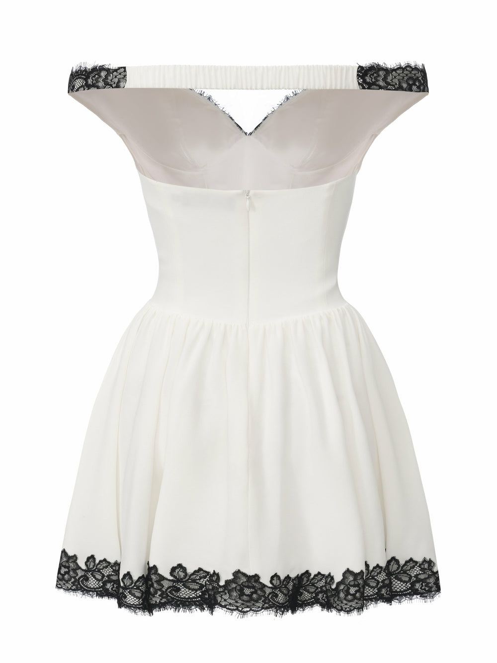 Isabela Lace Trim Off-Shoulder Fitted Mini Dress | Nana Jacqueline