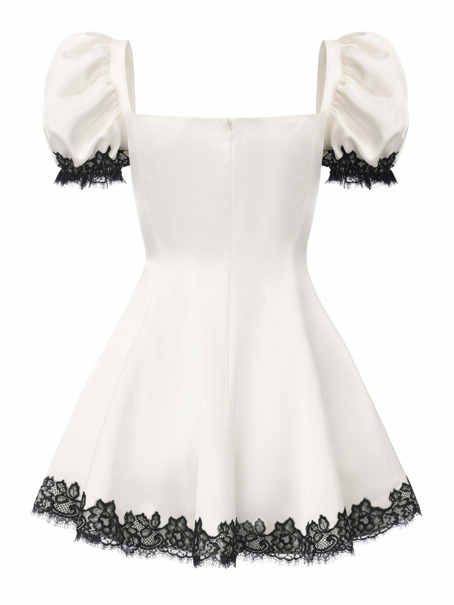 Natalia Puff Sleeve White Satin Mini Dress | Nana Jacqueline