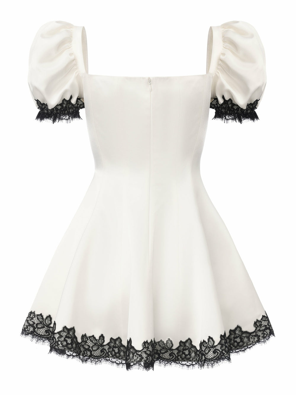 Natalia Puff Sleeve White Satin Mini Dress | Nana Jacqueline