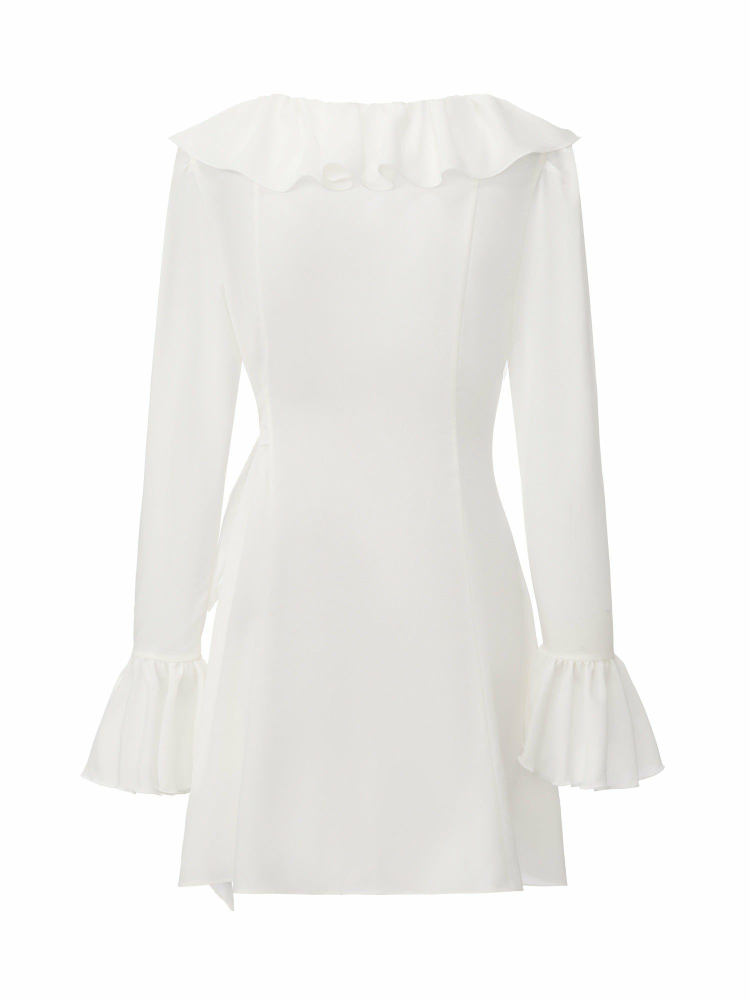 Charlotte V-Neck Ruffle White Dress | Nana Jacqueline