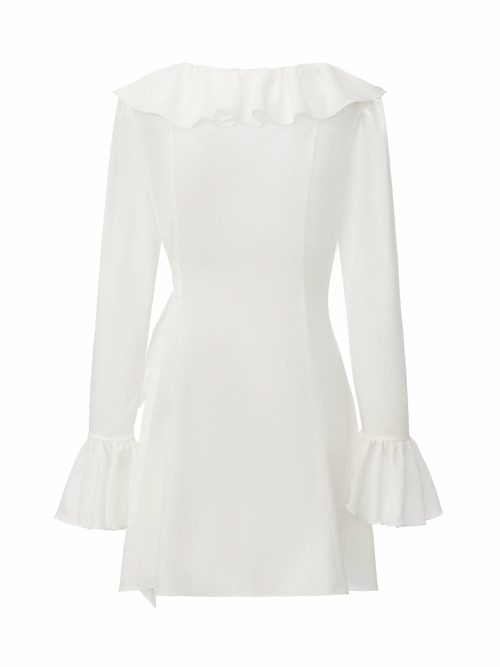 Charlotte V-Neck Ruffle White Dress | Nana Jacqueline