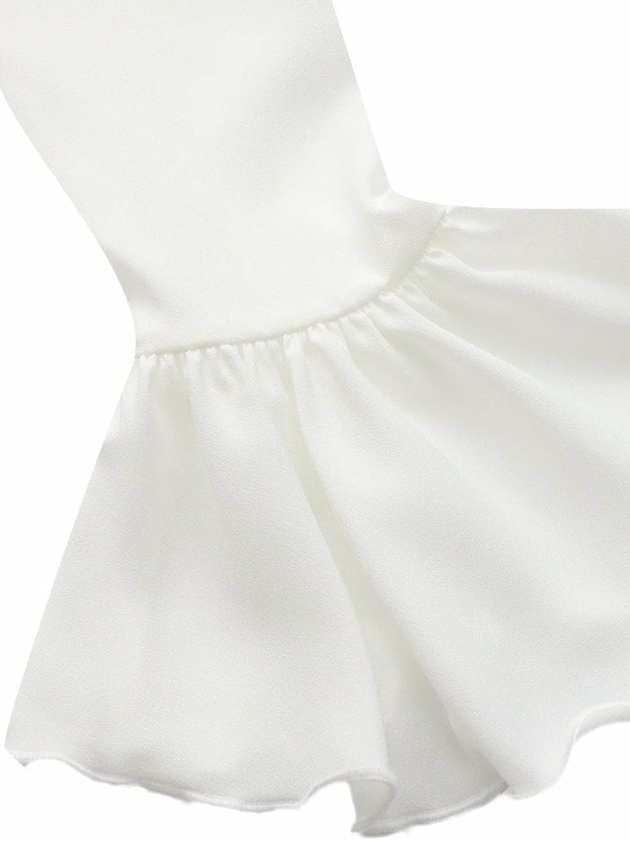 Charlotte V-Neck Ruffle White Dress | Nana Jacqueline