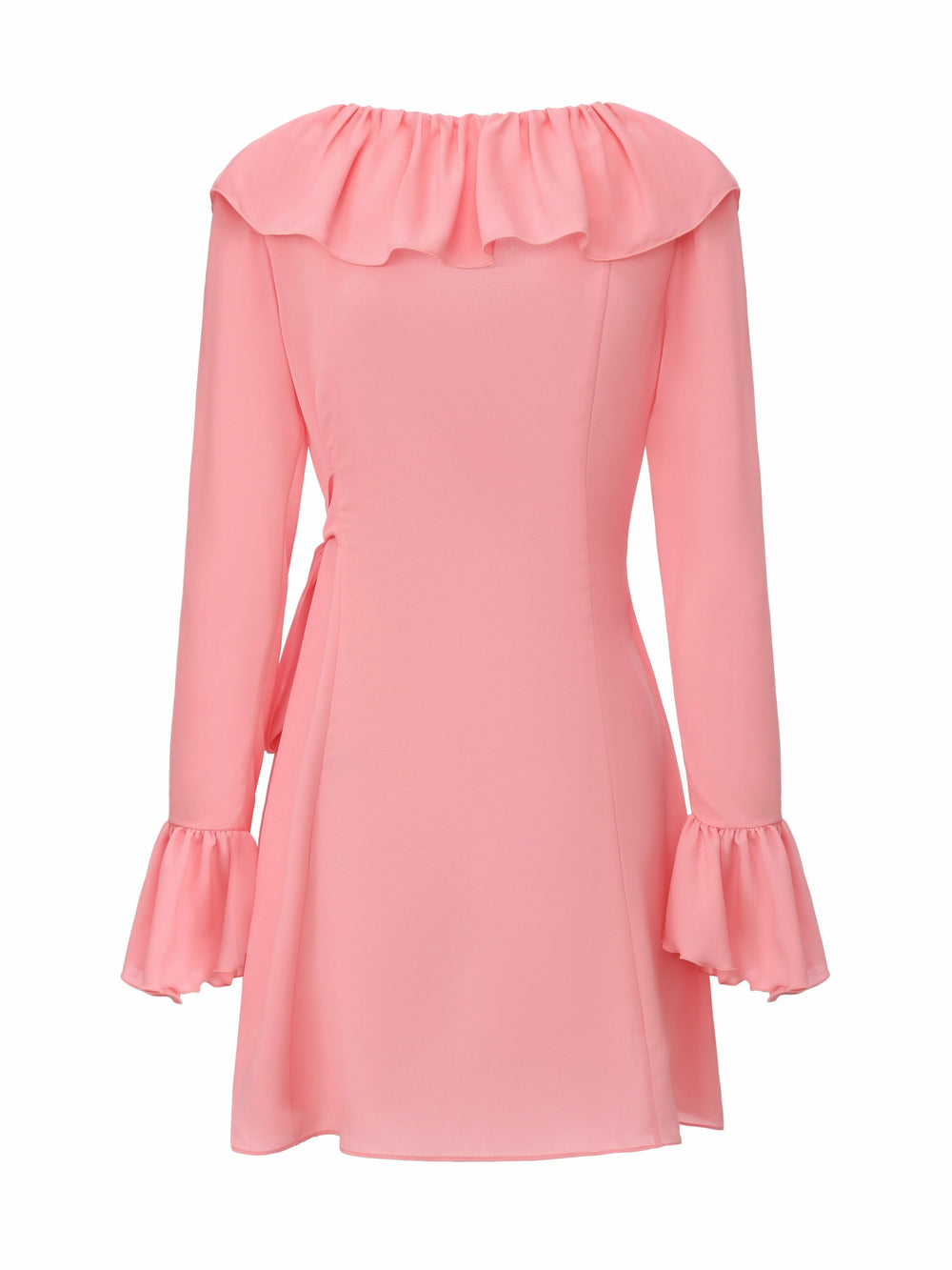 Charlotte Ruffle V-Neck Pink Dress | Nana Jacqueline