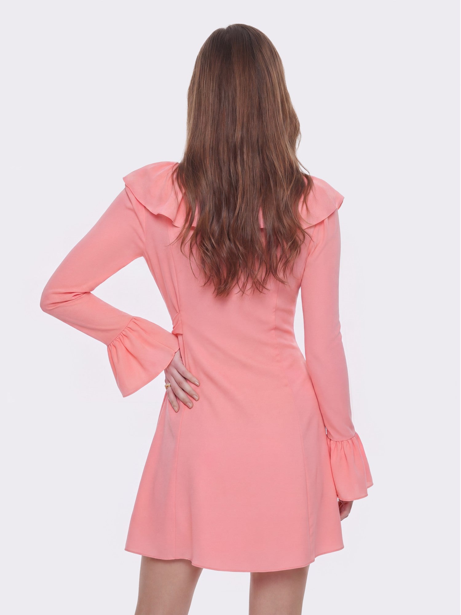 Charlotte Ruffle V-Neck Pink Dress | Nana Jacqueline