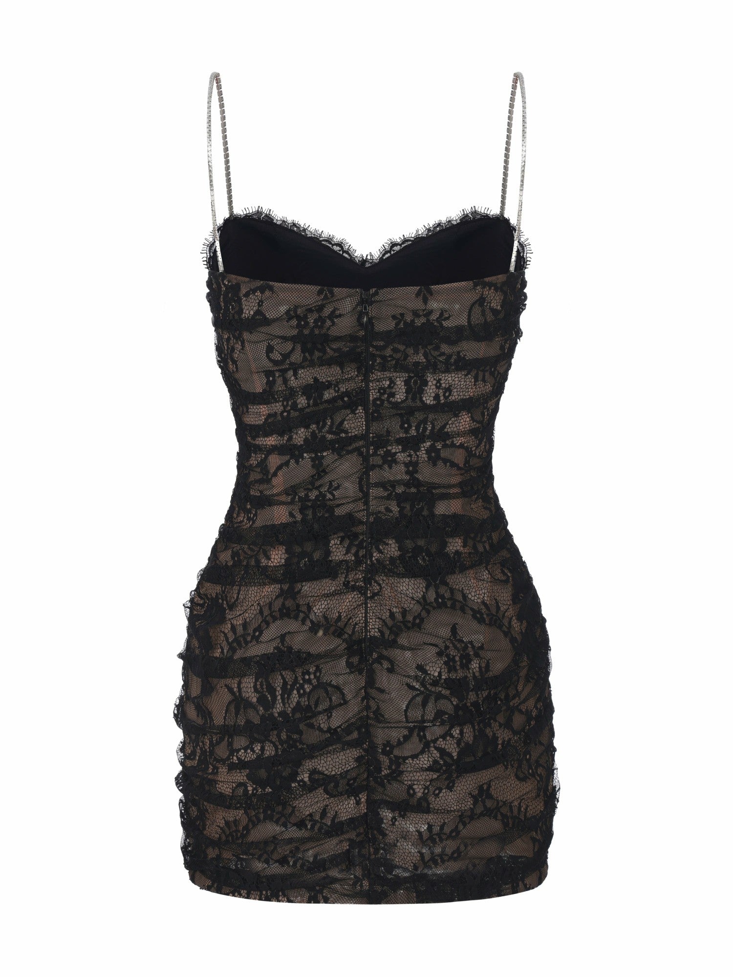 Mara Crystal-Strap Ruched Black Dress | Nana Jacqueline