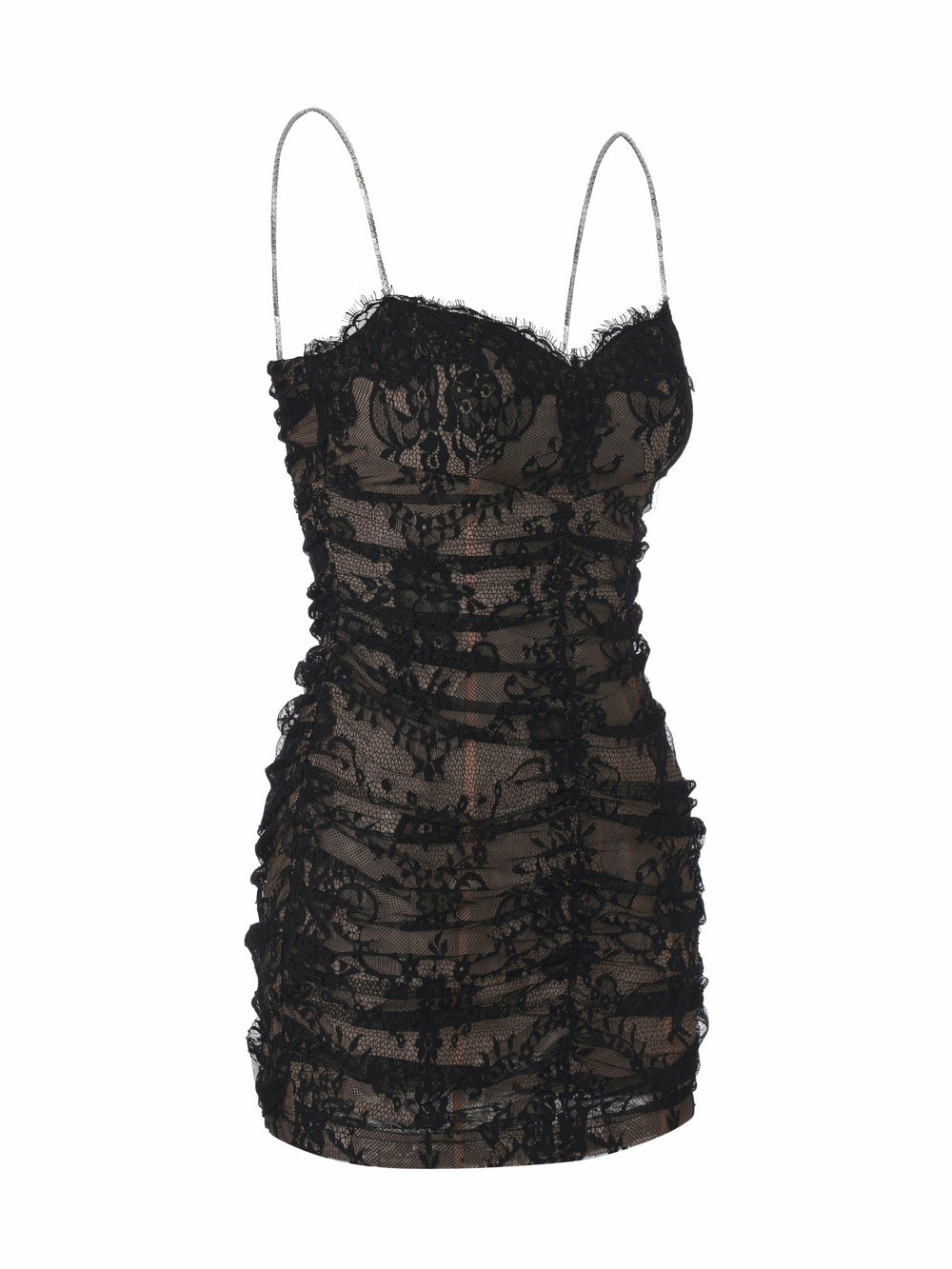 Mara Crystal-Strap Ruched Black Dress | Nana Jacqueline