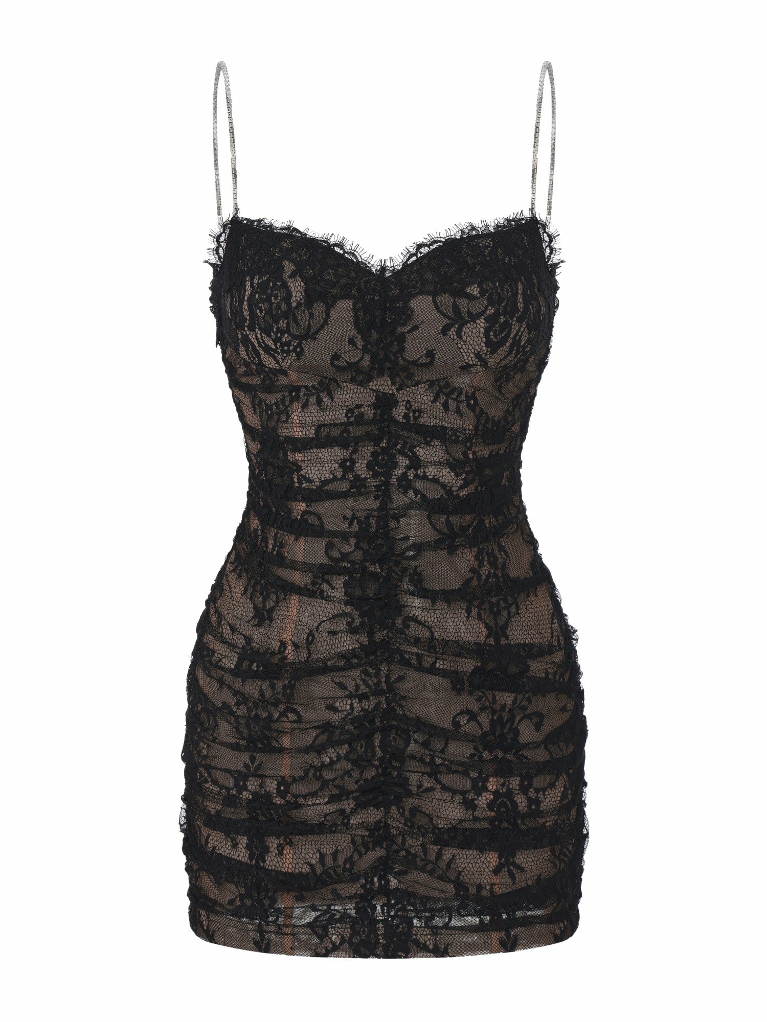 Mara Crystal-Strap Ruched Black Dress | Nana Jacqueline