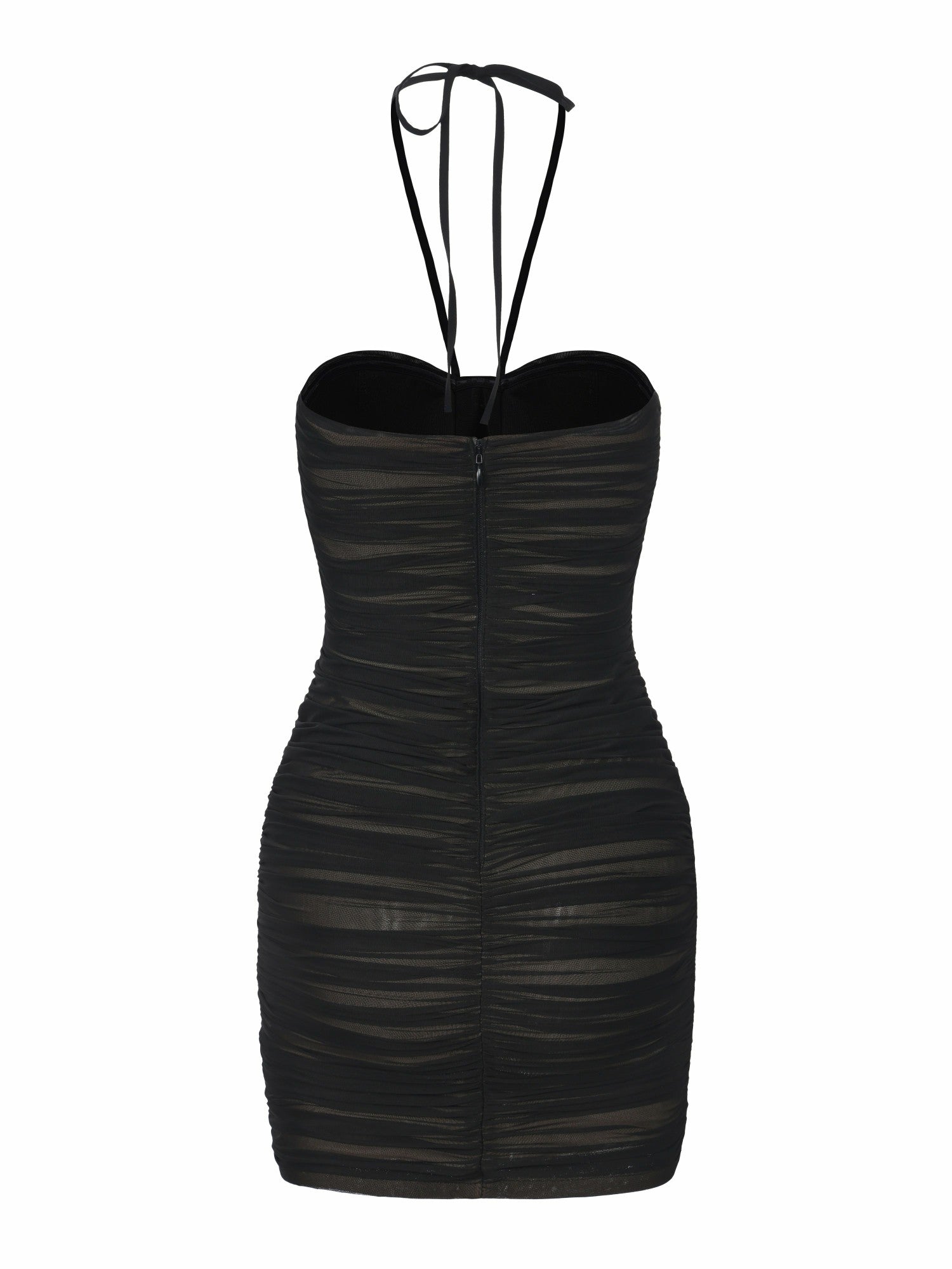 Nora Crystal-Halter Ruched Black Dress | Nana Jacqueline