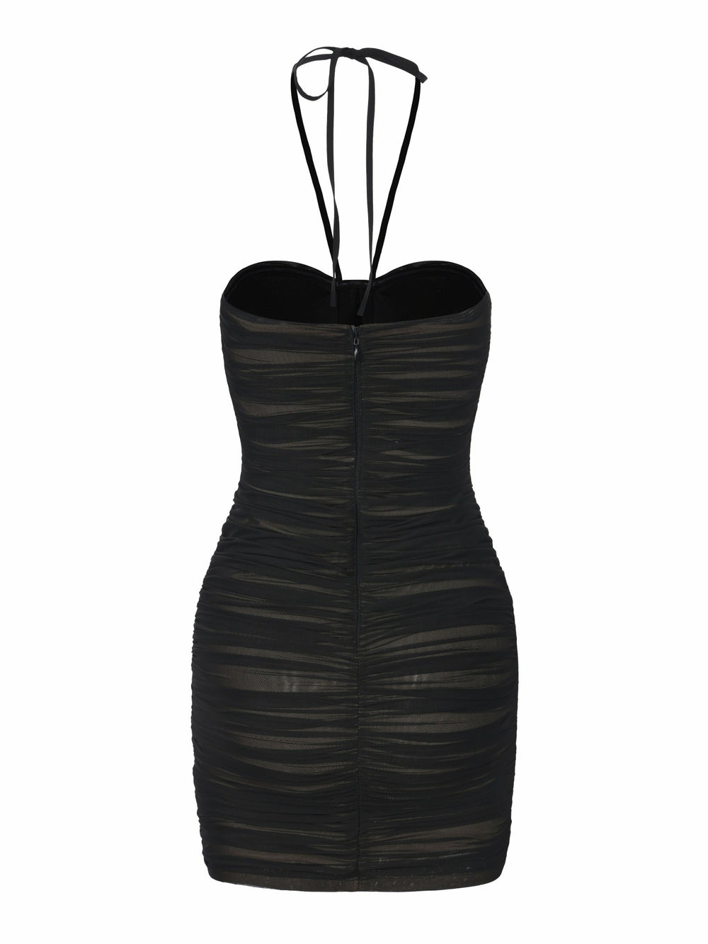 Nora Crystal-Halter Ruched Black Dress | Nana Jacqueline
