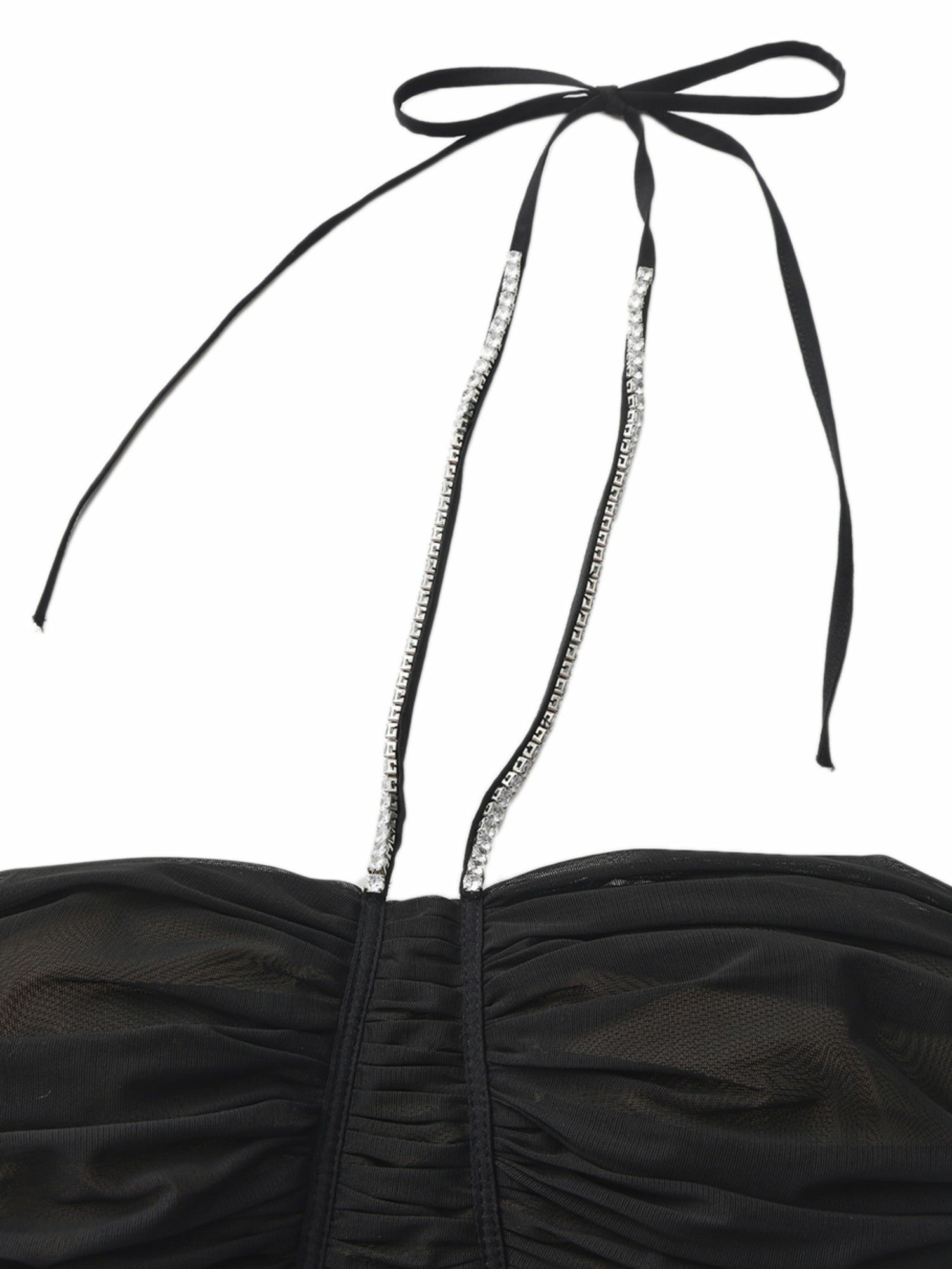 Nora Crystal-Halter Ruched Black Dress | Nana Jacqueline