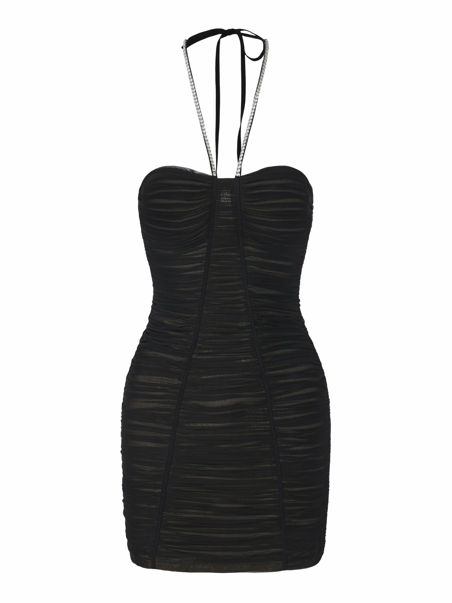 Nora Crystal-Halter Ruched Black Dress | Nana Jacqueline