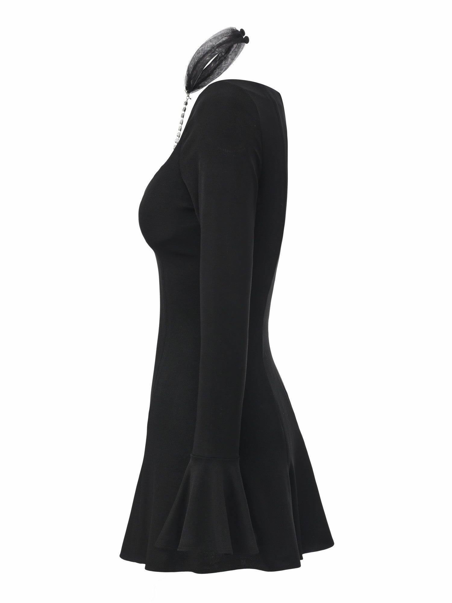 Alessandra Deep V Crystal Black Mini Dress | Nana Jacqueline