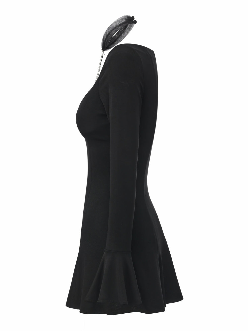 Alessandra Deep V Crystal Black Mini Dress | Nana Jacqueline