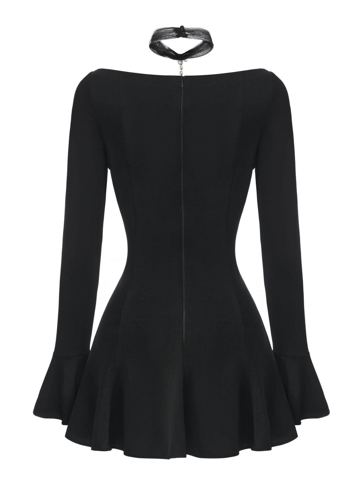 Alessandra Deep V Crystal Black Mini Dress | Nana Jacqueline