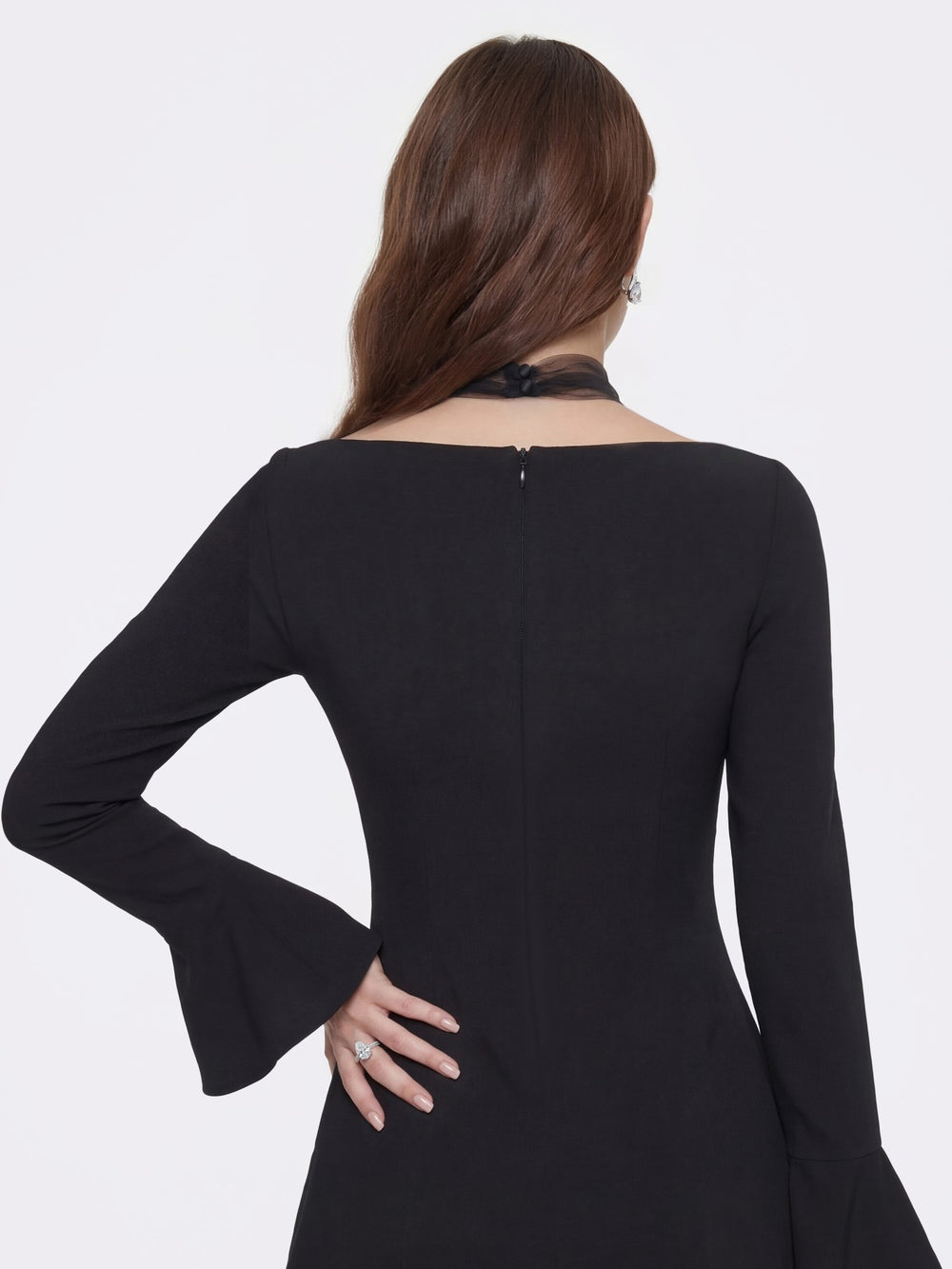 Alessandra Deep V Crystal Black Mini Dress | Nana Jacqueline