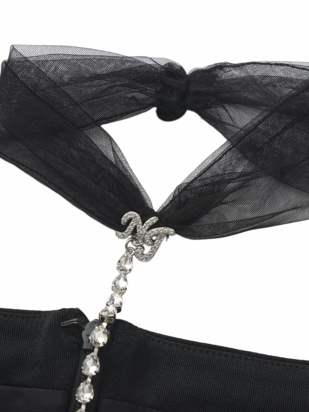 Alessandra Deep V Crystal Black Mini Dress | Nana Jacqueline