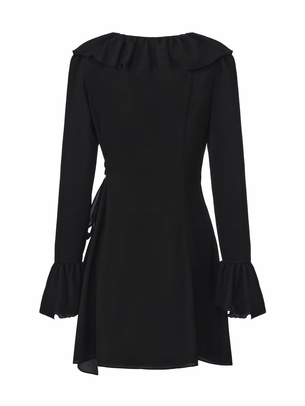 Charlotte Ruffle V-Neck Black Dress | Nana Jacqueline