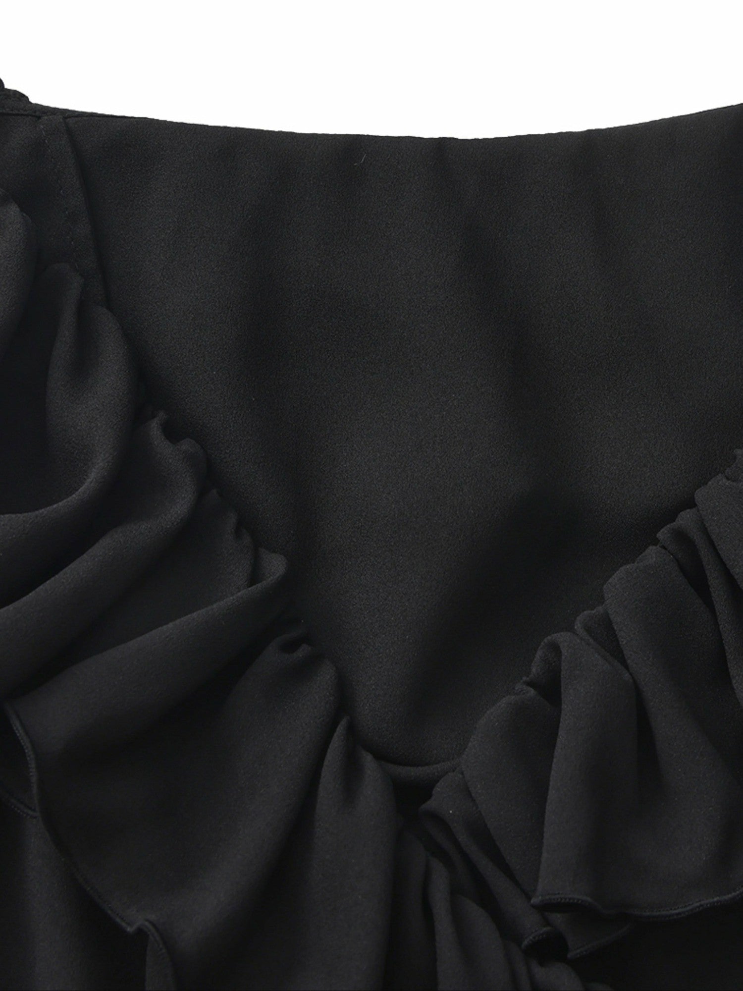 Charlotte Ruffle V-Neck Black Dress | Nana Jacqueline
